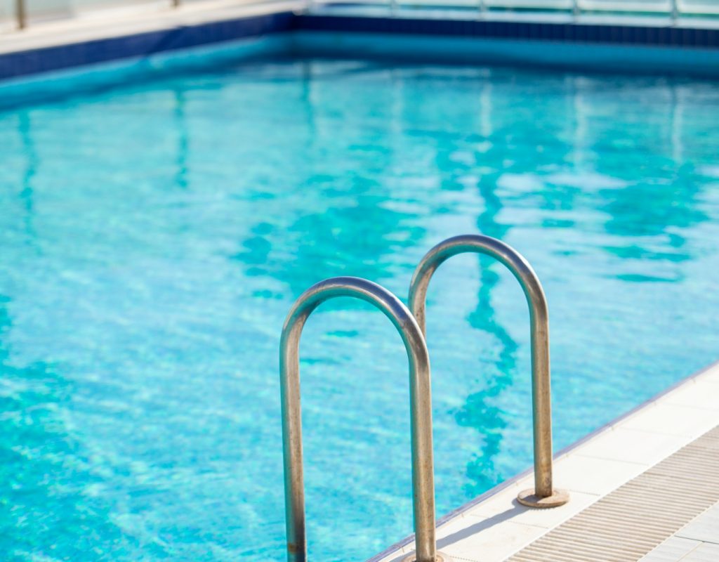 stainless steel railings on swimming pool